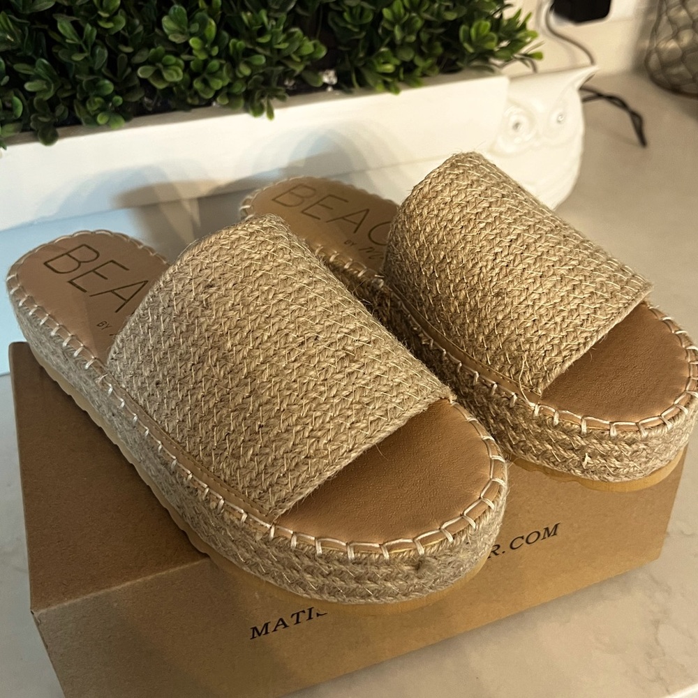 NWT Coconuts by Matisse Del Mar Natural Platform Slide